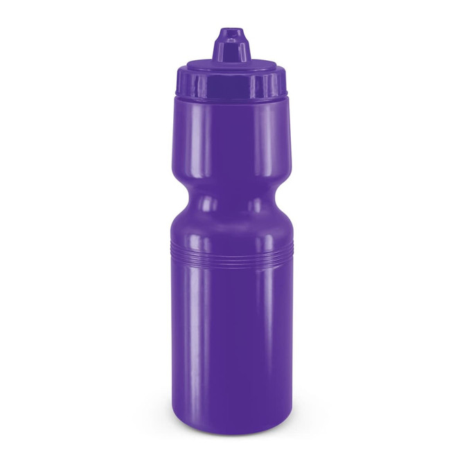 A drink bottle in a vibrant purple color with a classic squeeze design and a spout for easy drinking.