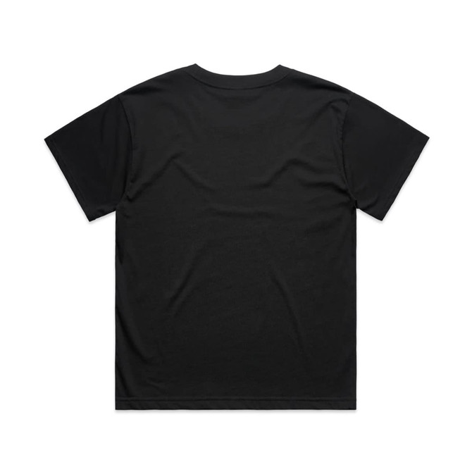 A black unisex T-shirt featuring a simple, classic design with short sleeves and a crew neck.