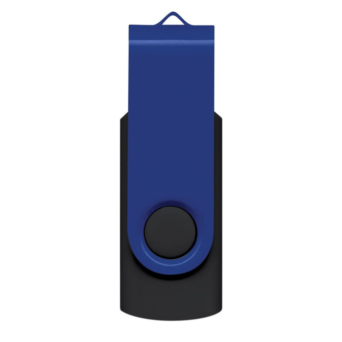 A blue and black Helix 4GB Mix & Match Flash Drive designed for easy portability and functionality.