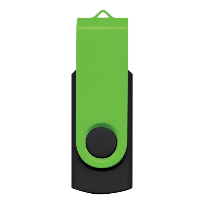 A Helix 8GB Flash Drive featuring a vibrant green and black design.
