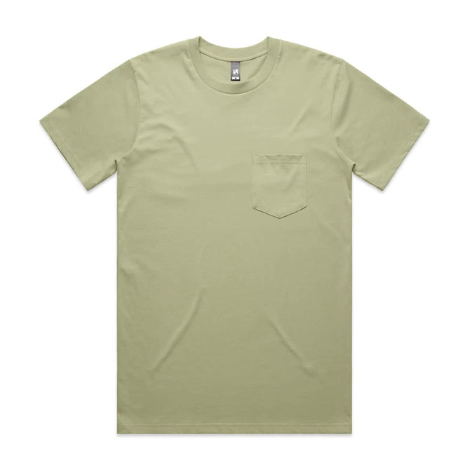A green Classic Pocket Tee featuring a front pocket and a crew neck design, displayed flat against a white background.