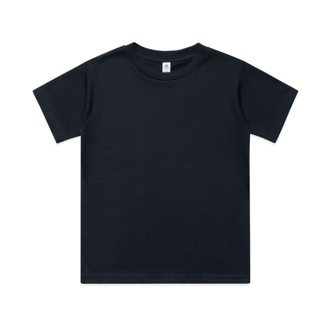 A plain black youth classic tee featuring a crew neck and short sleeves. It has a small logo on the label.