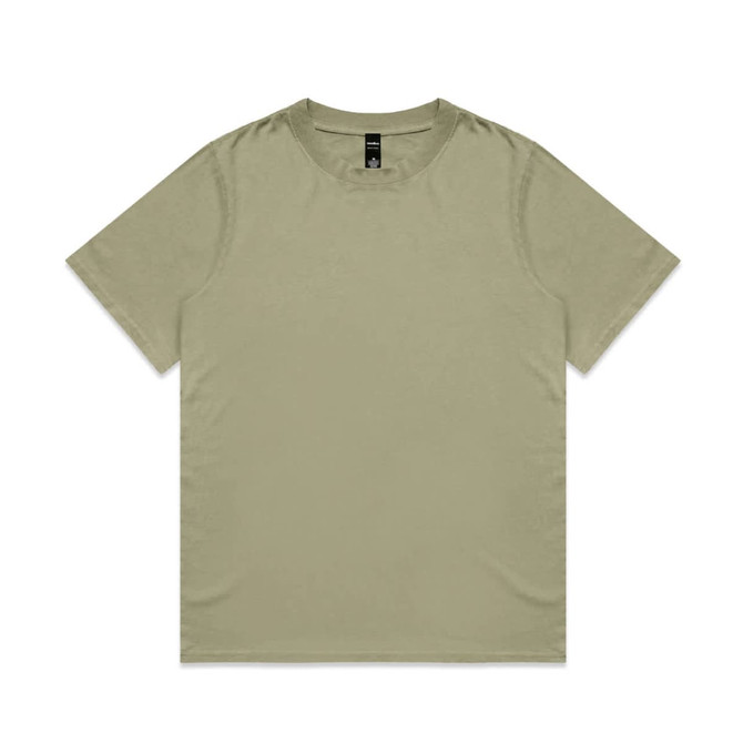 A Heavy Faded Tee in a muted olive green colour, featuring a plain design and a visible brand label.