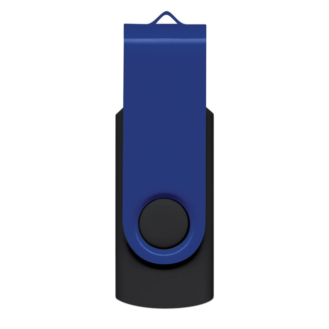 A Helix 16GB Flash Drive in blue and black color. It features a swivel design for easy access to the USB connector.