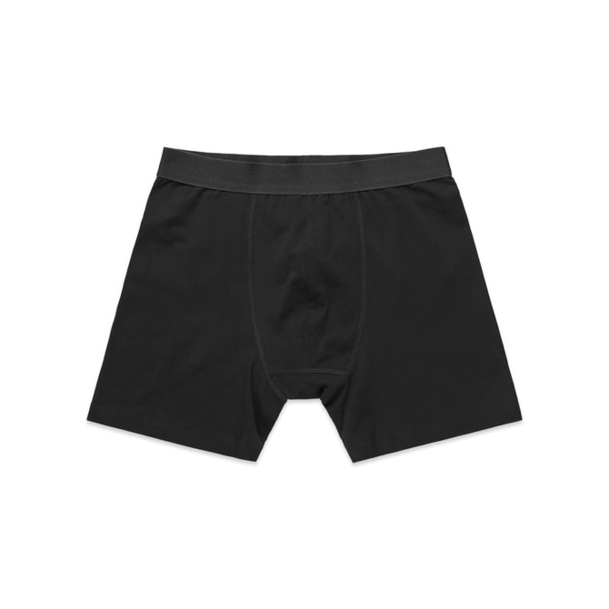 A pair of black boxer shorts with an elastic waistband. The design is simple and without patterns.