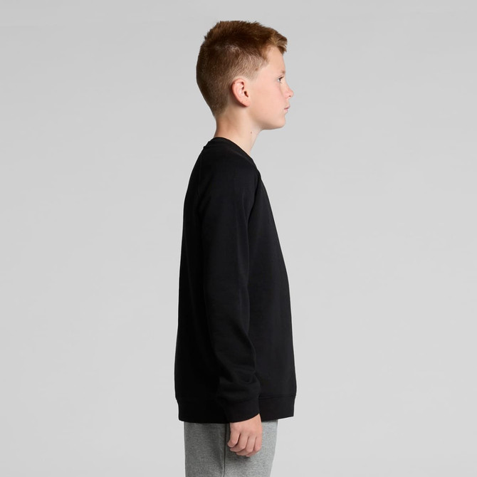 A black youth jumper displayed on a young model in profile, set against a plain background.