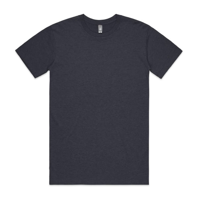 A dark grey T-shirt with a basic crew neckline and short sleeves, featuring a branding logo.