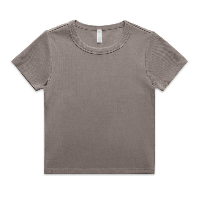 A faded organic rib tee in a muted brown colour, featuring short sleeves and a crew neck design.