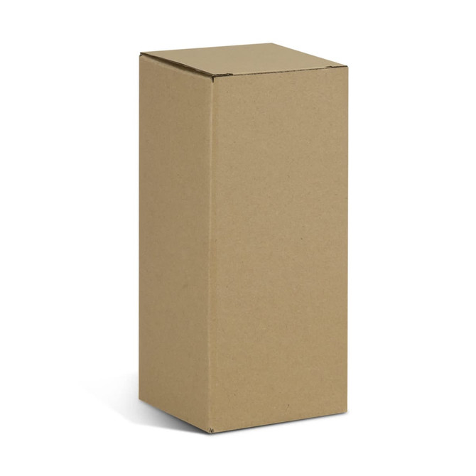 A plain brown cardboard box with a rectangular shape and a flap top.