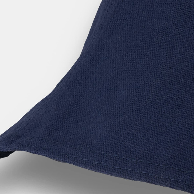 A navy blue Byron Bucket Hat with a textured fabric and a curved brim, featuring a logo.