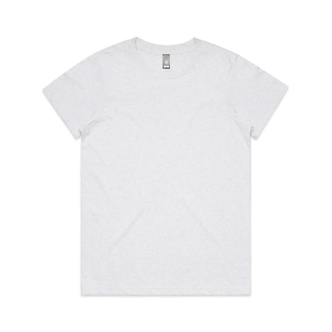A grey t-shirt with a crew neck and short sleeves, featuring a logo on the tag.