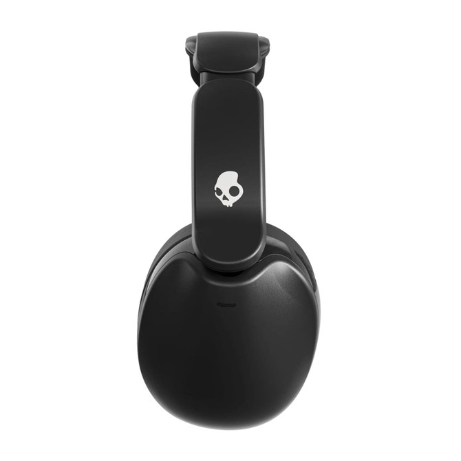 Black Skullcandy Hesh 360 headphones featuring a logo on the side, showcasing a sleek over-ear design.