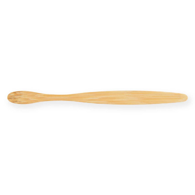A bamboo toothbrush, featuring a sleek and environmentally friendly design.