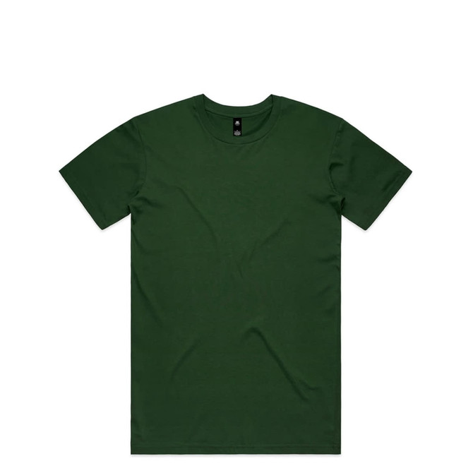 A plain green T-shirt with a round neck and short sleeves, featuring a label inside.