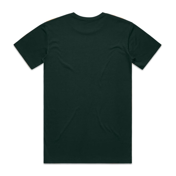 A dark green T-shirt displayed on a plain background, featuring a simple design without visible logos.