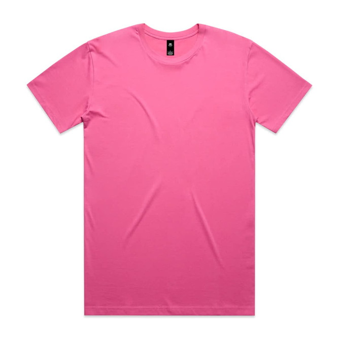 A pink Staple Tee featuring a classic fit and short sleeves, with a brand logo on the neck.