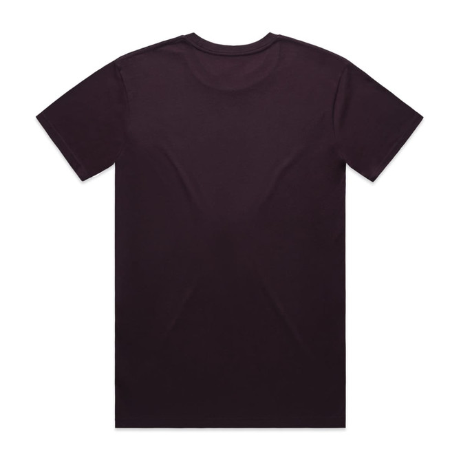 A black t-shirt with a plain back, featuring a logo on the lower side.