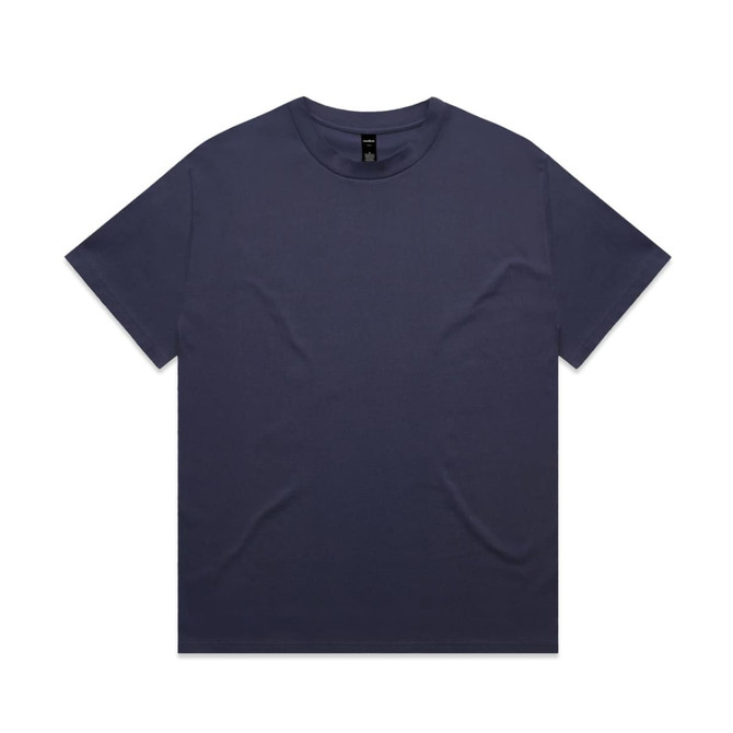 A navy blue Heavy Tee, featuring a classic crew neck and short sleeves. The shirt has a simple design and includes a logo.