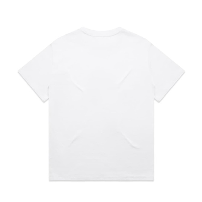 A white T-shirt featuring a plain back without any graphics or logos.