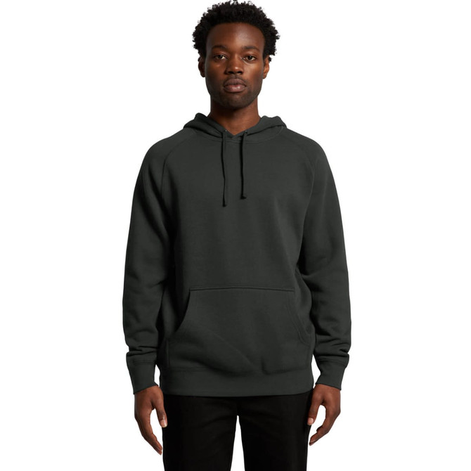 A dark green hoodie with a front pocket and a hood, featuring a logo on the chest.