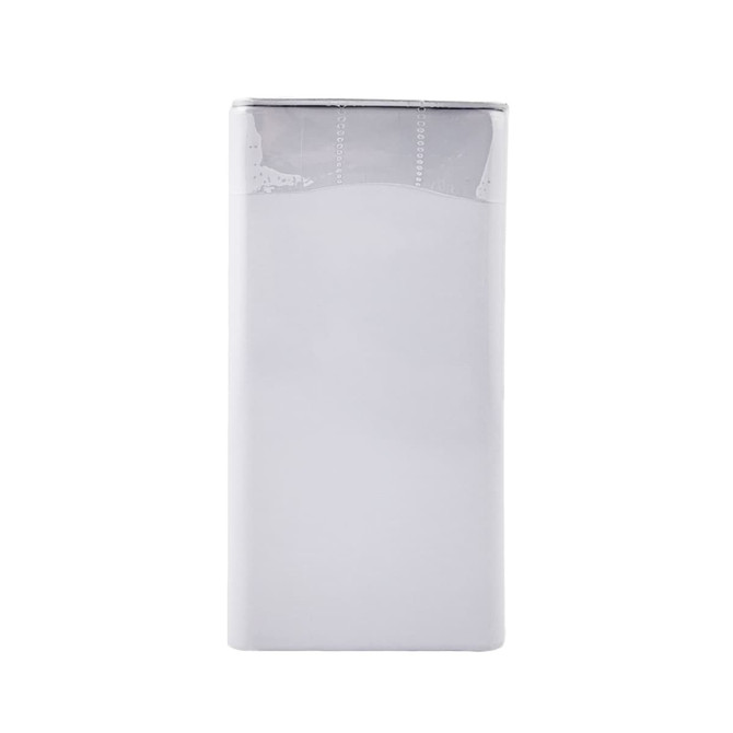 A rectangular pack of chewy peppermint mints, primarily white with a clear top section and featuring a logo.