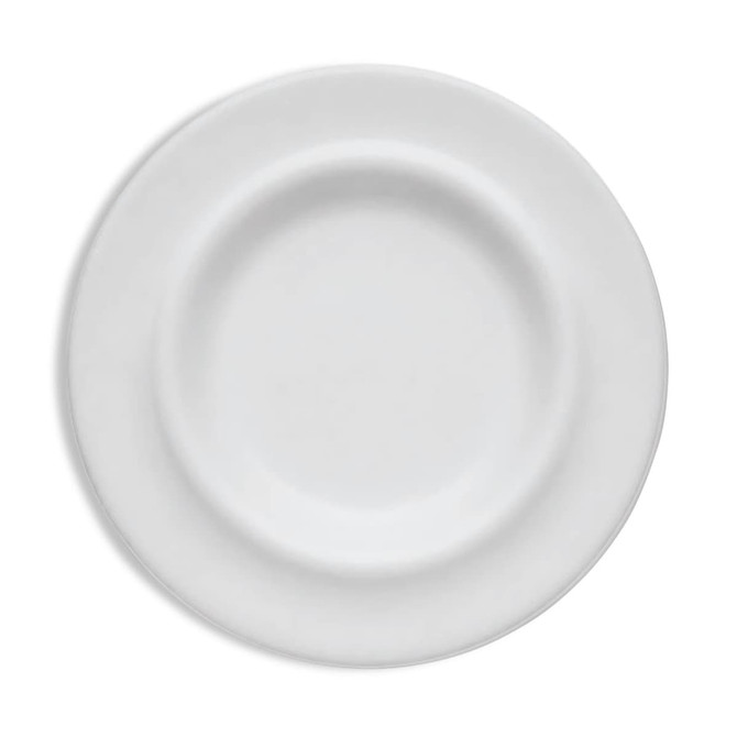 A plain white pet bowl with a deep rim and smooth surface, featuring a simple, unadorned design.