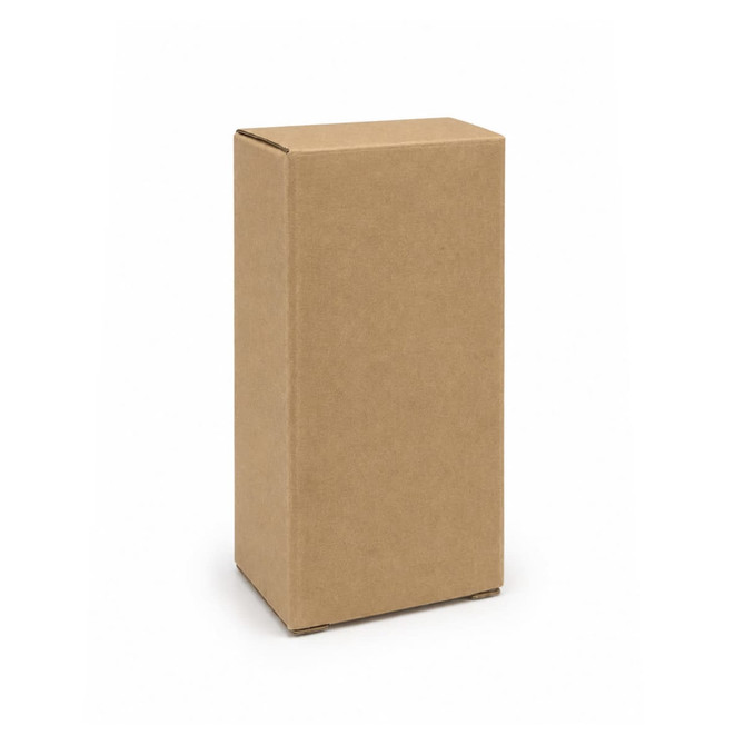 A plain brown cardboard box without any markings or logos, presented in an upright position.
