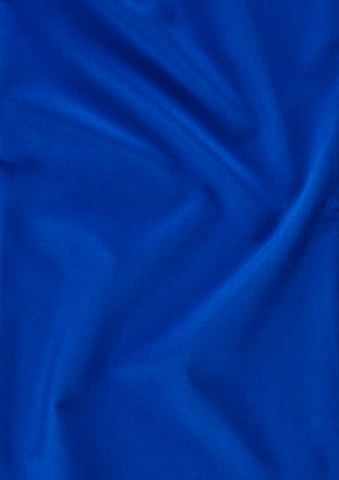 A smooth, vibrant blue fabric, showcasing a rich texture and colour, suitable for tunic designs.