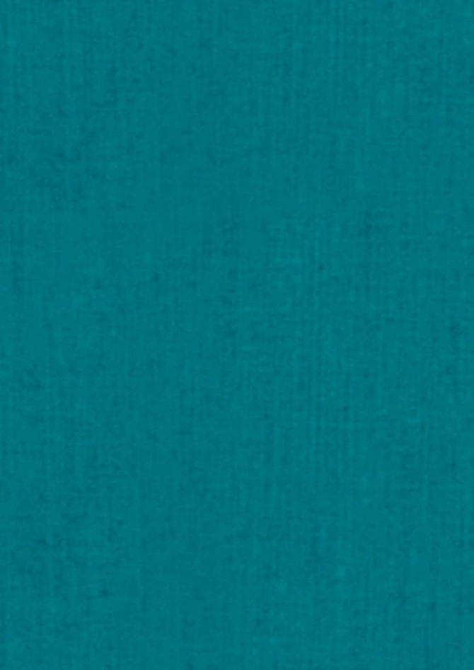 A textured fabric in a rich teal colour, suitable for a button-up shirt design. It features a logo.