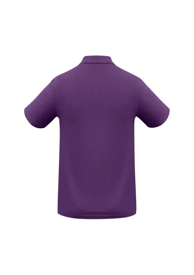 A purple Crew Mens Polo shirt with short sleeves and a collared neck, featuring a logo.