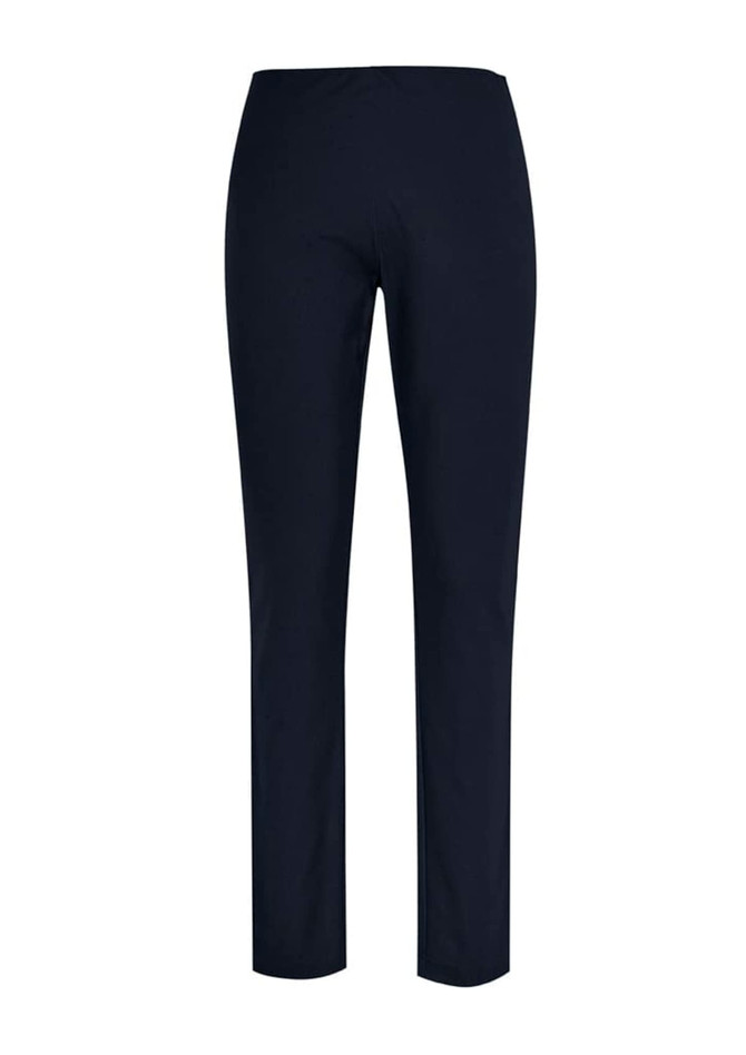 Women’s Bella Pant in navy, featuring a slim fit design and an elastic waistband. It has a small logo on the back.
