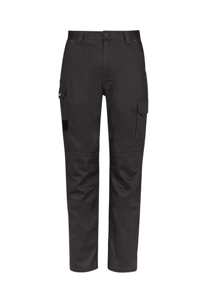 Black men's cargo pants featuring pockets and a casual fit. The design includes a logo. Suitable for summer wear.
