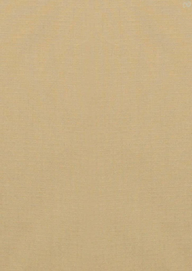 A beige long sleeve shirt with a textured fabric, featuring a button-up design and a logo.