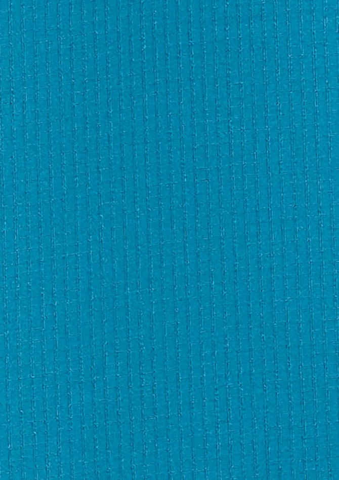 A solid turquoise fabric featuring a textured ribbed design, suitable for a long sleeve shirt.