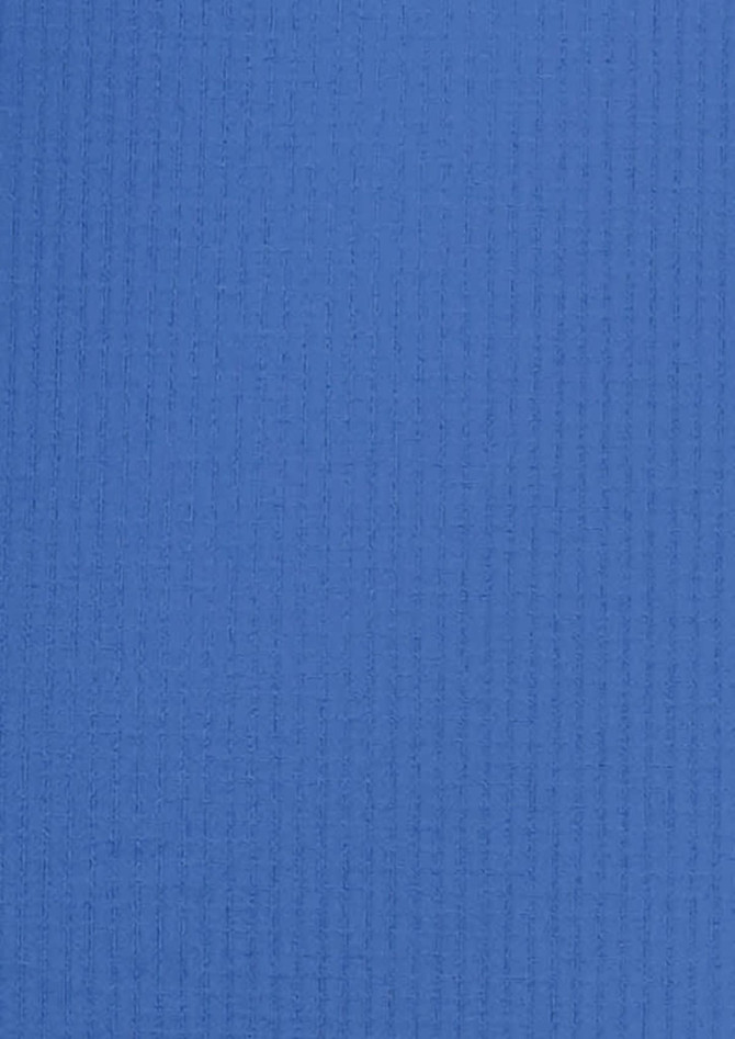A blue outdoor short sleeve button-up shirt with a textured fabric and a logo on the chest.