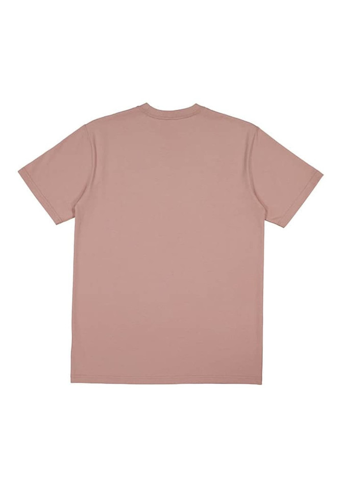 A plain pink short sleeve t-shirt featuring a back view. The shirt has a simple design and includes a logo.