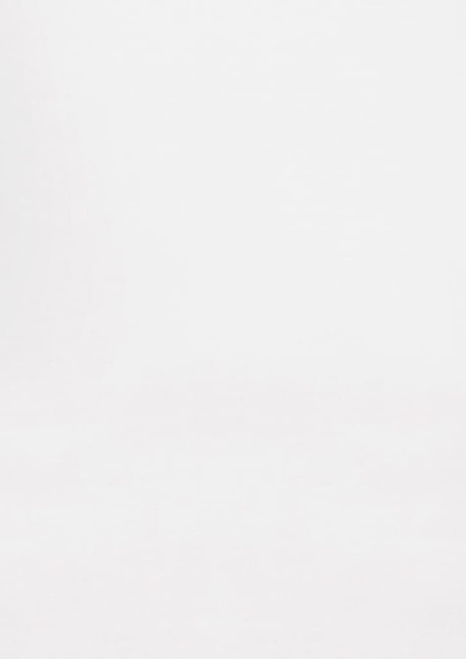 A plain white women's button-up shirt with 3/4 sleeves, featuring a logo.