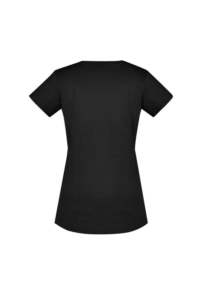 A black Women's Streetworx Tee featuring a simple design and a logo on the back.