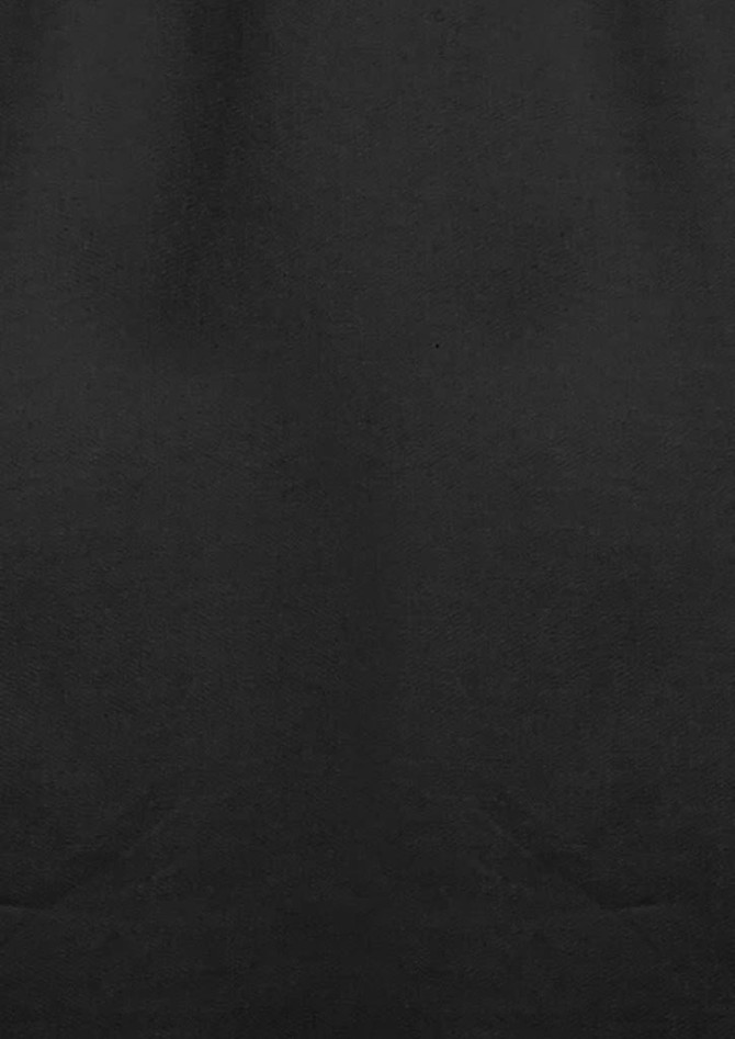 A black women's long sleeve shirt designed for workwear, featuring a simple, solid fabric and a logo.