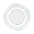 A transparent wireless charger with a sleek round design and a white inner ring. The product features a logo.