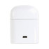 A white charging case for true wireless stereo earphones, featuring a small port at the bottom.