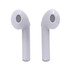 White true wireless stereo earphones with a sleek design and a built-in logo.