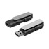 A black and silver Meridian Flash Drive with a retractable design, featuring a sleek metal cover and rubber grip.