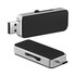 A sleek black and silver Oak Type-C LED flash drive with a retractable connector and a branding logo.