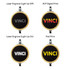 A round LED data charge cable in various printing styles: laser engrave, digital print, and pad print with a wooden finish.