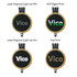 A set of four charging cables with different finishes and designs, featuring a circular black and wood logo area.