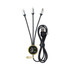 A Vico LED Charge Cable featuring three connectors, black in colour, with a circular device at the top and a branding logo.