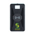 A black wireless power bank with a textured surface and a logo, featuring a wireless charging symbol.