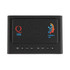 A black wireless charger speaker with buttons and a logo on the front, designed for alarm clock functionality.
