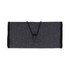 A grey toiletry bag with a textured finish, featuring a drawstring closure and black trim, including a logo.